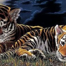 Оригинал схемы вышивки «Маленькие тигрята» (№246720)