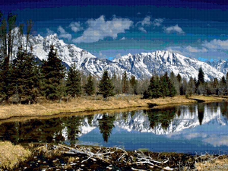 Горы - природа, река, лес, горы, пейзаж - предпросмотр