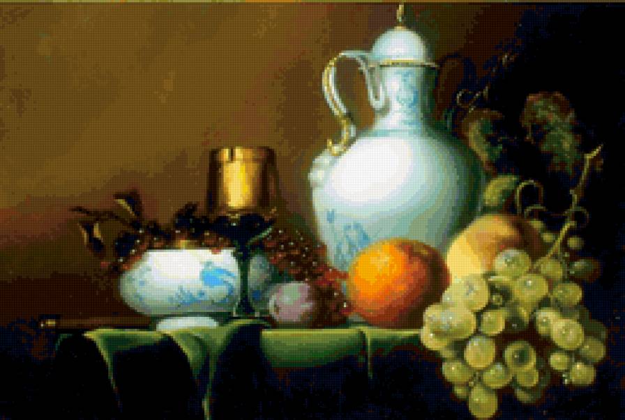 Натюрморт - натюрморт, кувшин, виноград - предпросмотр