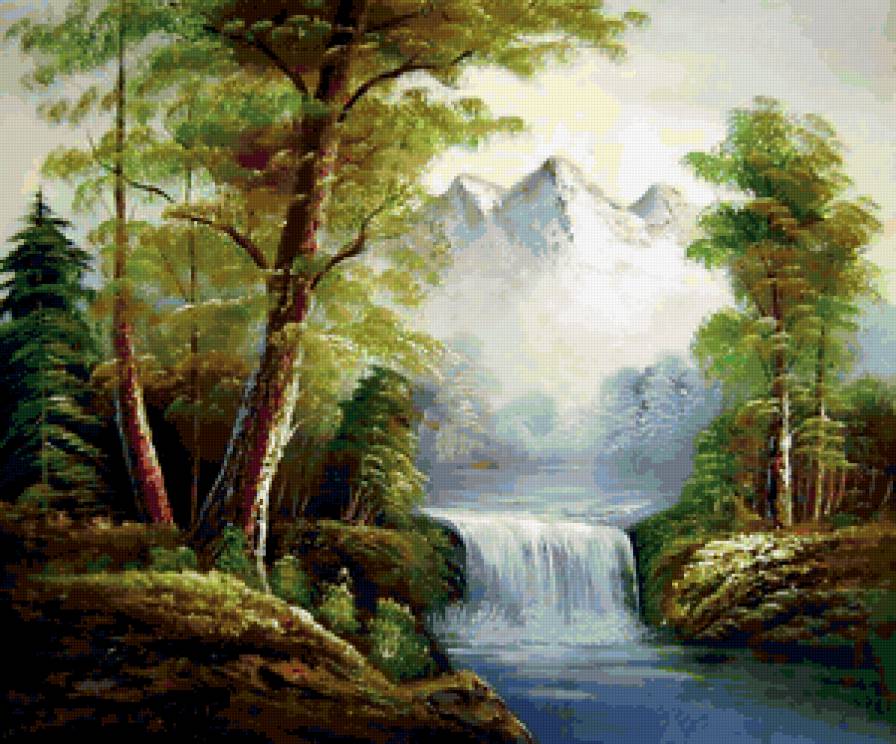 Пейзаж, лес, река, горы - лес, горы, пейзаж, река - предпросмотр