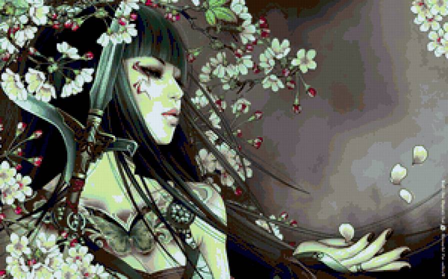 девушка - взгляд, восток, китай, китайская живопись, женщина, девушка - предпросмотр