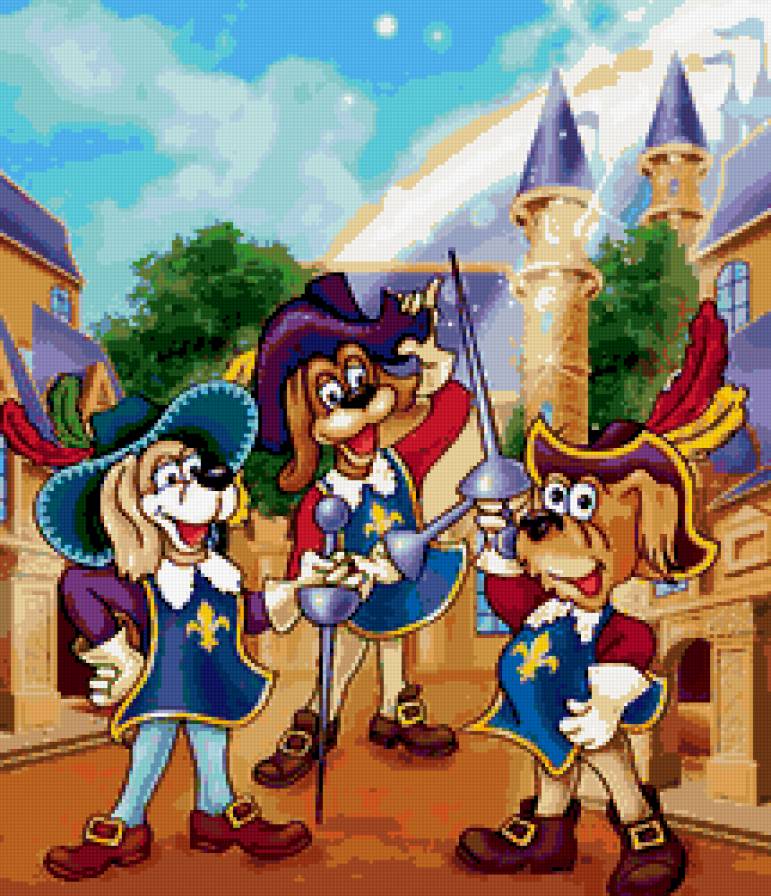 три мушкетера - мультики, мушкетеры, зверята, детям, мультик, собаки, собачки, детская - предпросмотр