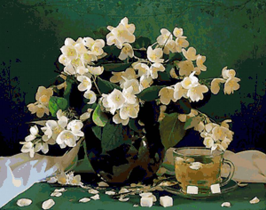 №247459 - чашка, картинка, натюрморт, цветы, букет - предпросмотр