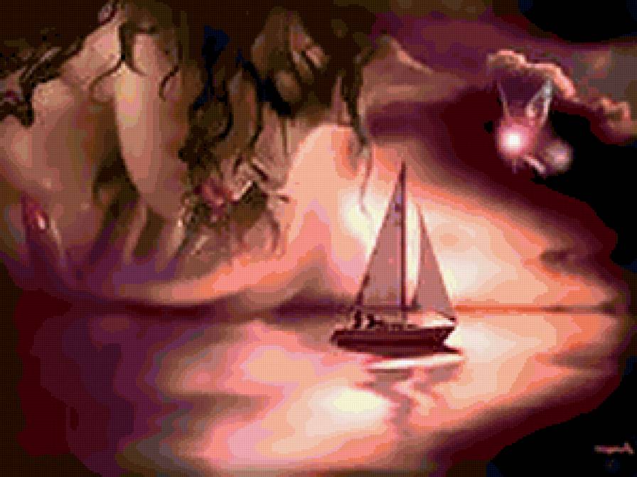 девушка с парусником - предпросмотр