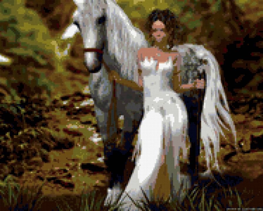 Девушка и лошадь - лошадь, девушка - предпросмотр