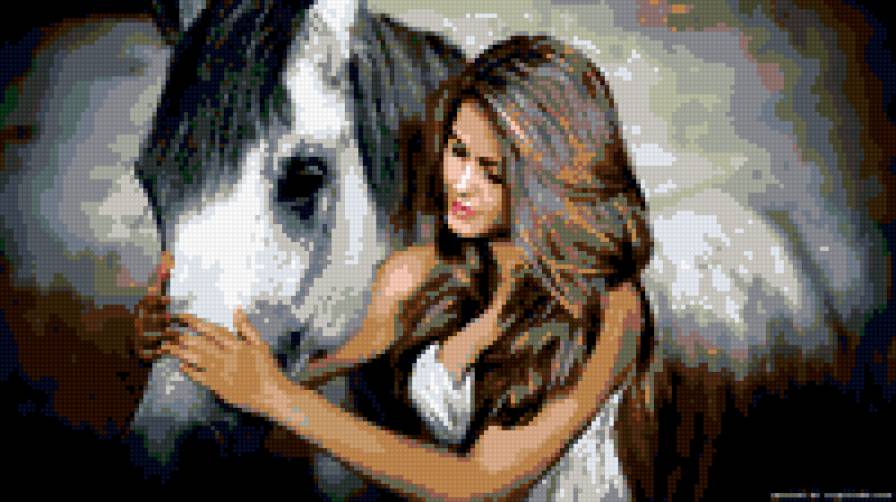 Девушка с конем - лошадь, девушка, конь - предпросмотр