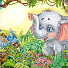 Оригинал схемы вышивки «слон из джунгли» (№247871)