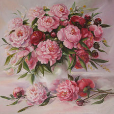 Оригинал схемы вышивки «розовые пионы» (№247941)