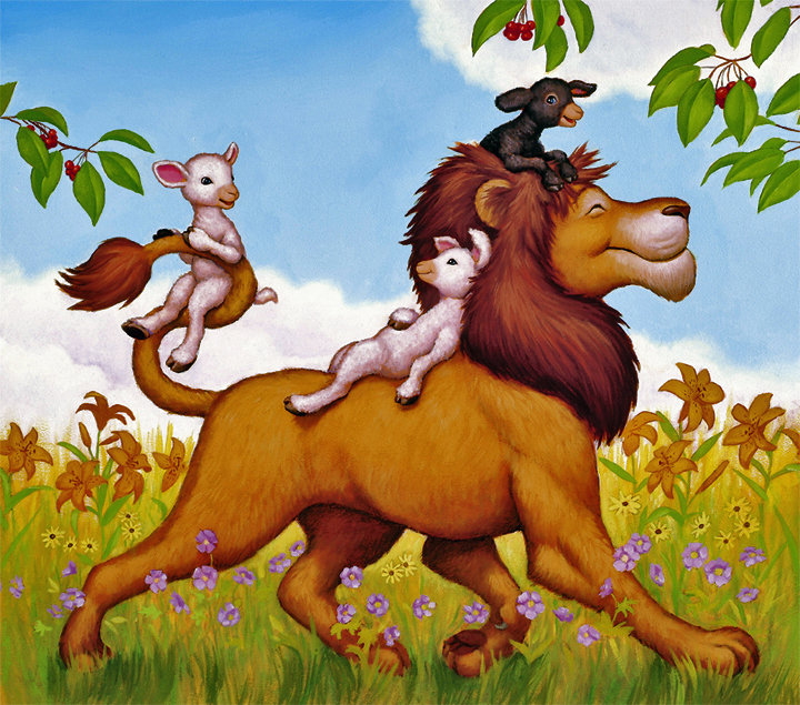 лев и барашки - детская, зверята, сказка, мультики, барашек, мультик, детям, мультяшки - оригинал