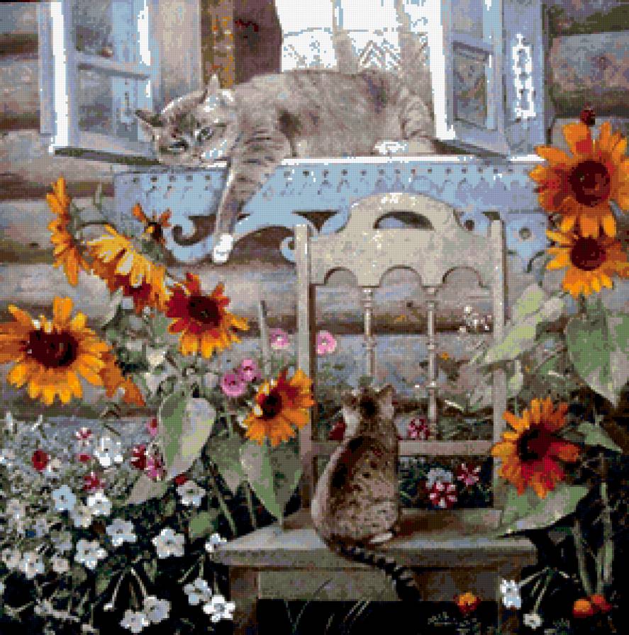 Кошка у окошка... - животные - предпросмотр