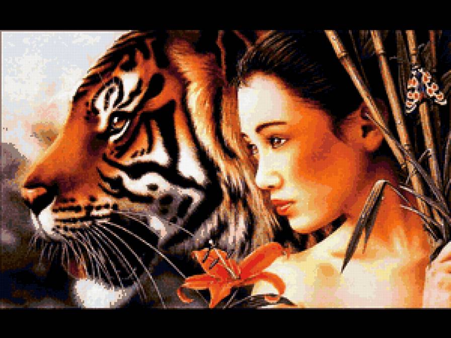 девушка и тигр - девушка - предпросмотр