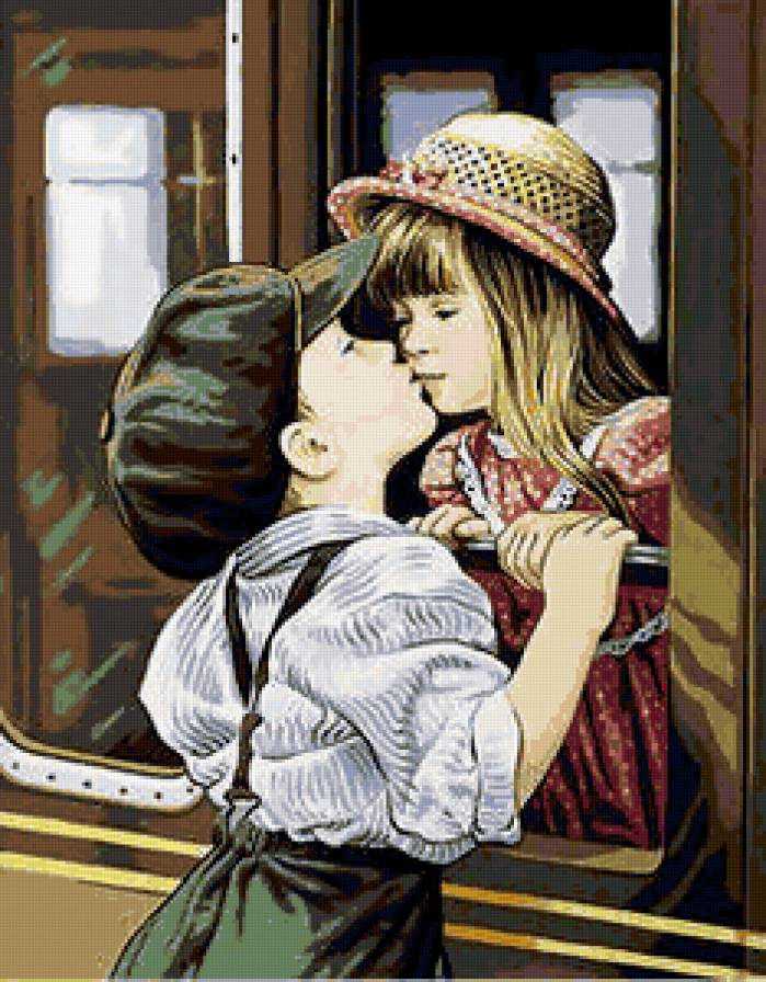 первый поцелуй - поцелуй. дети. поезд - предпросмотр
