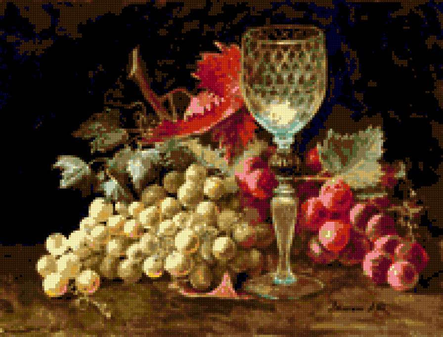 НАТЮРМОРТ - натюрморт бокал виноград - предпросмотр