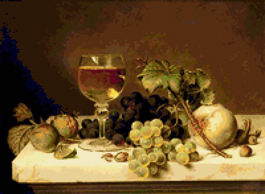 НАТЮРМОРТ - натюрморт картина фрукты бокал вино виноград - предпросмотр