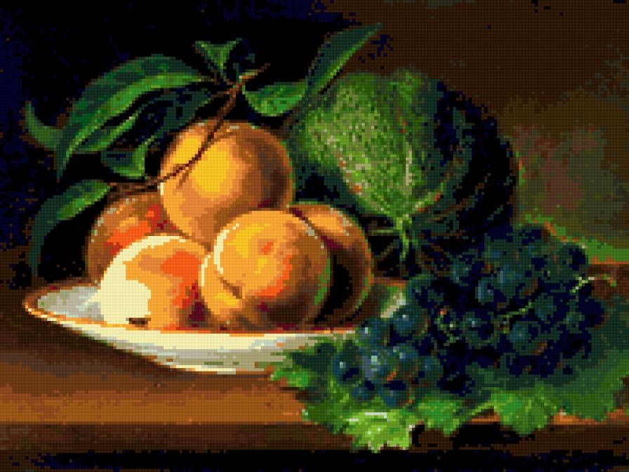 НАТЮРМОРТ - персики виноград арбуз картина натюрморт - предпросмотр