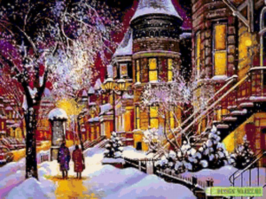 Зимний вечер. - дома.природа, зима - предпросмотр