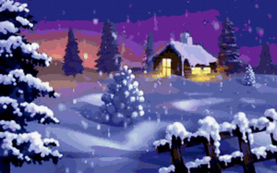 Зима. - пейзаж, дом, природа, зима - предпросмотр