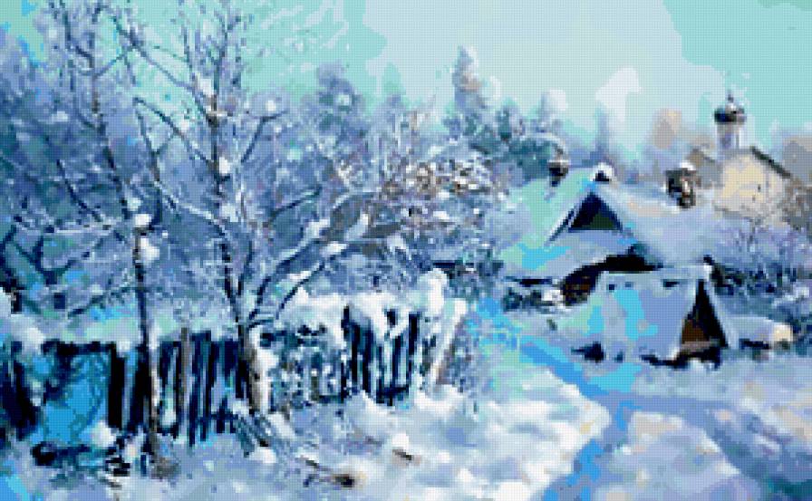 Зима. - пейзаж, природа, дом, зима - предпросмотр