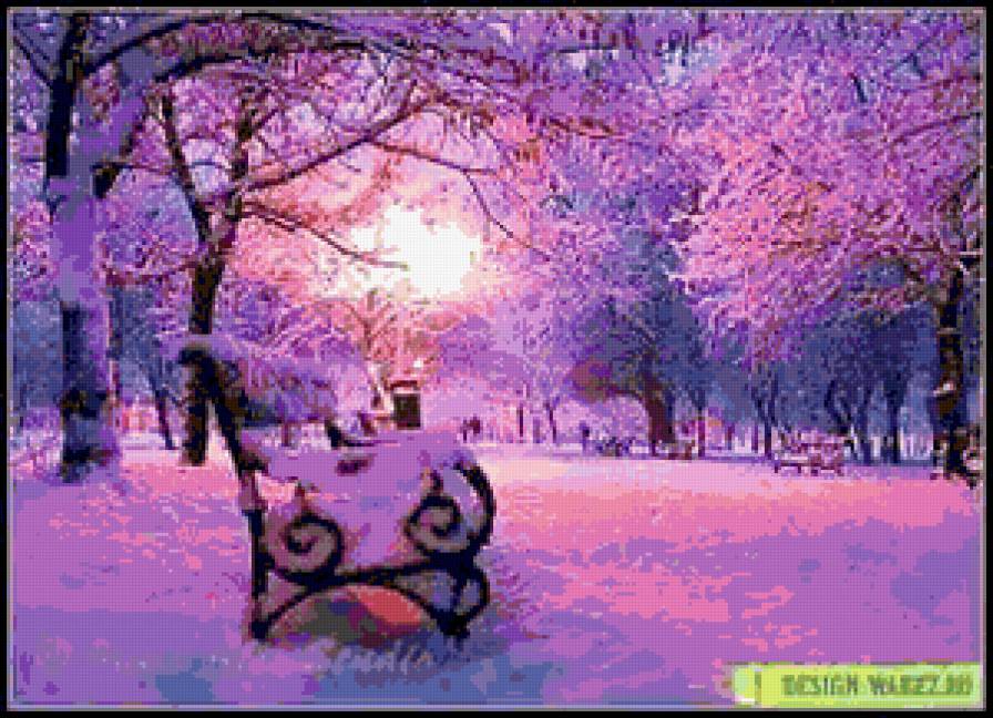 Зимний парк. - природа, пейзаж, зима - предпросмотр