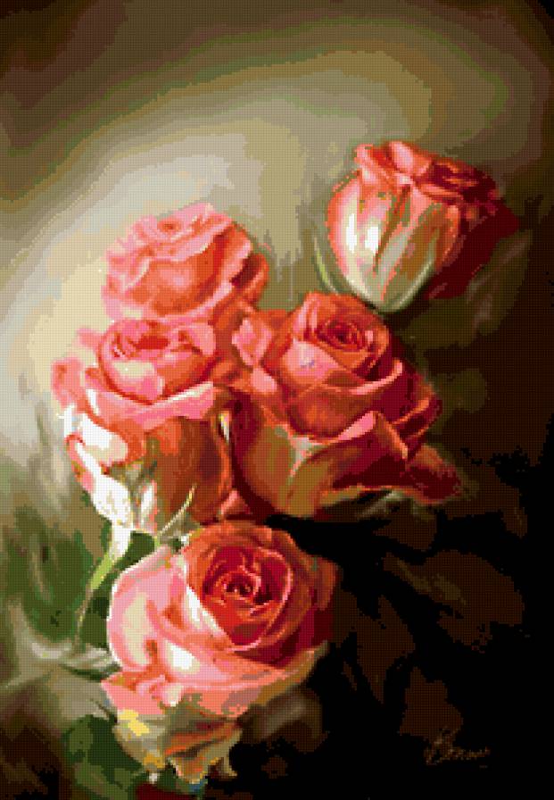 №249207 - розы, цветы, букет, картина - предпросмотр