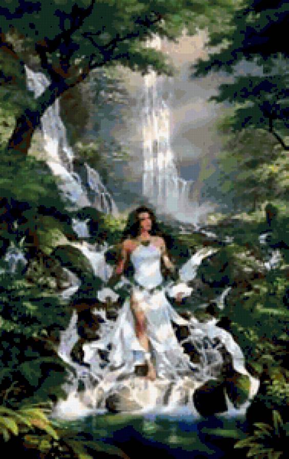 №249458 - природа, водопад, девушка - предпросмотр