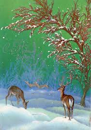 Открытки СССР. - открытки, животные, зима, олени - оригинал