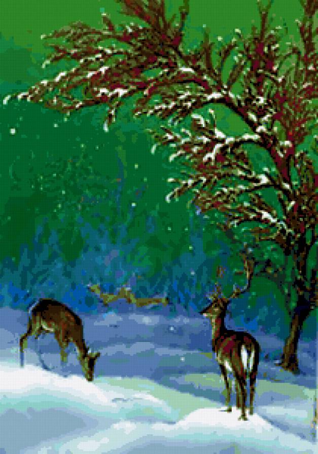 Открытки СССР. - открытки, олени, животные, зима - предпросмотр