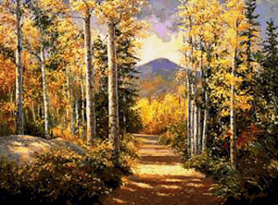 №249828 - березы, гора, осень, природа, пейзаж - предпросмотр