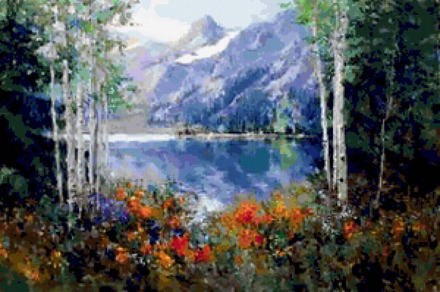 №249960 - березы, лес, природа, гора, река, пейзаж - предпросмотр