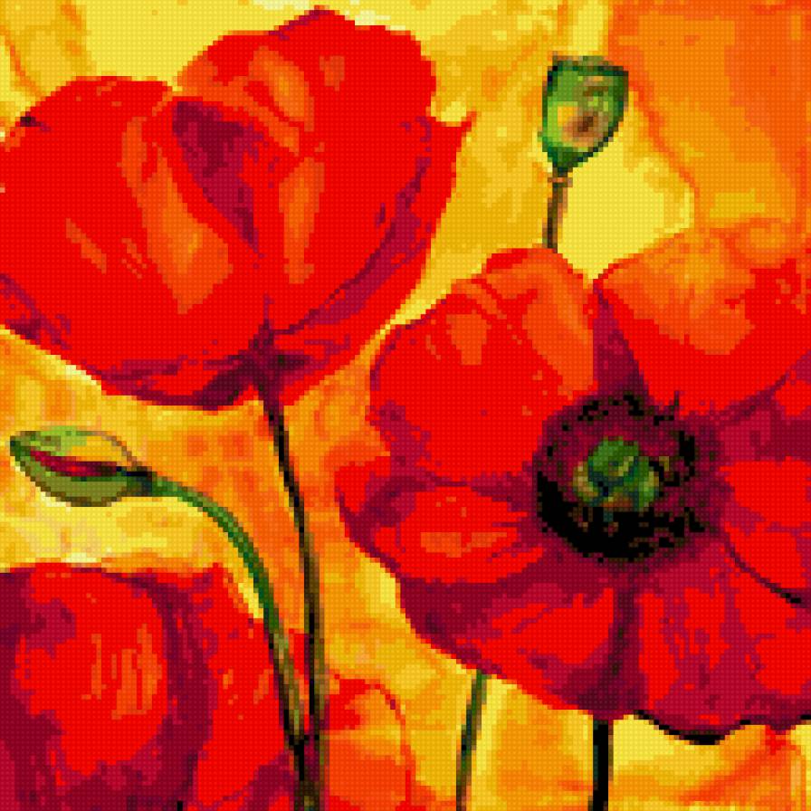 Подушка Маки - маки, красное, цветы, картина, подушка - предпросмотр