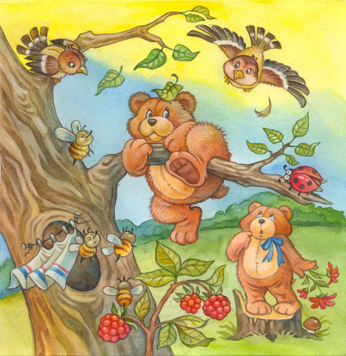 мишка - сказка, мишки, пчелка, детская, медведь, мультяшк, пчелы, детям, мультик - оригинал
