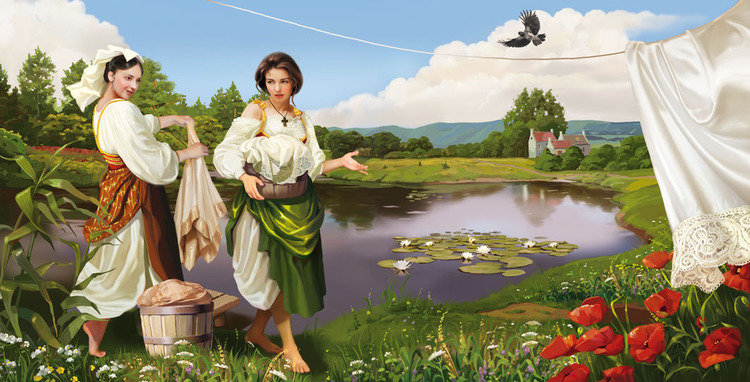 стирка - природа, цветы, люди - оригинал
