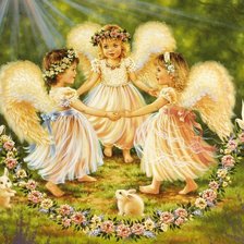 Оригинал схемы вышивки «Танцующие ангелочки» (№250385)