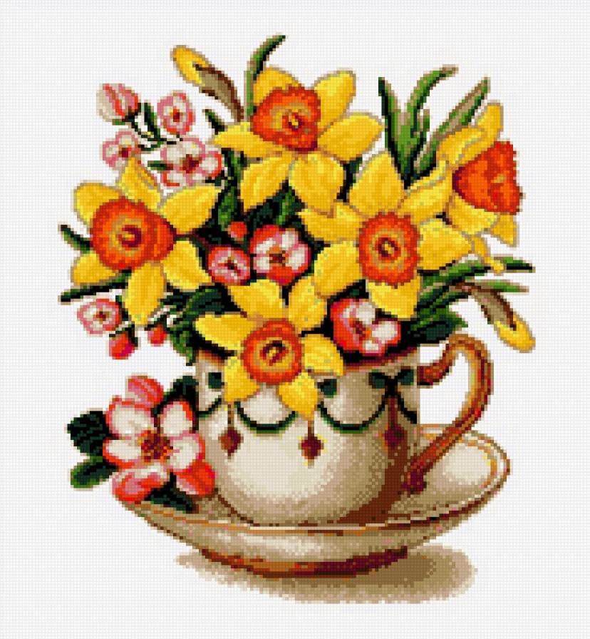 №250398 - чашка, картинка, цветы - предпросмотр