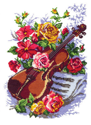 скрипка и цветы - скрипка, цветы - оригинал