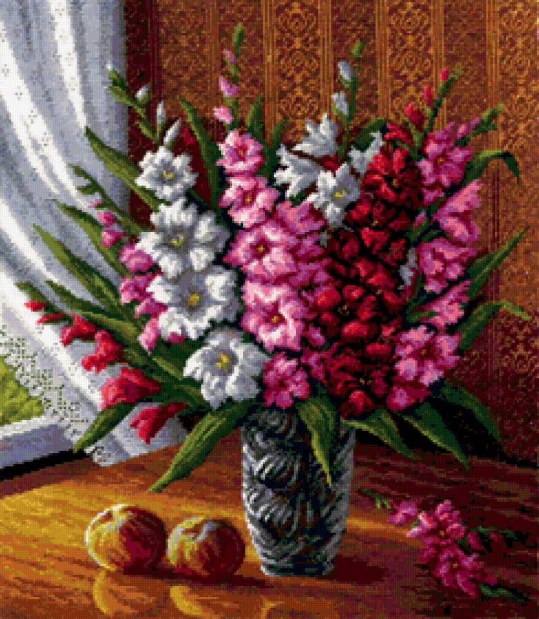 Гладиолусы - букет, цветы, натюрморт - предпросмотр