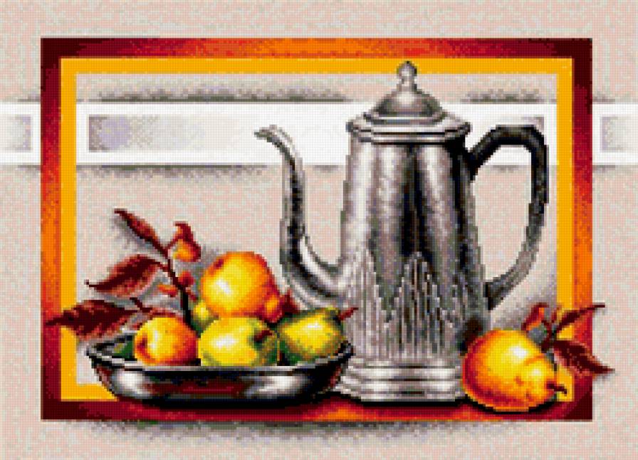 Натюрморт с грушами - фрукты, натюрморт, для кухни - предпросмотр