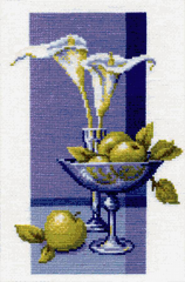 Синее стекло - для кухни, фрукты, натюрморт - предпросмотр