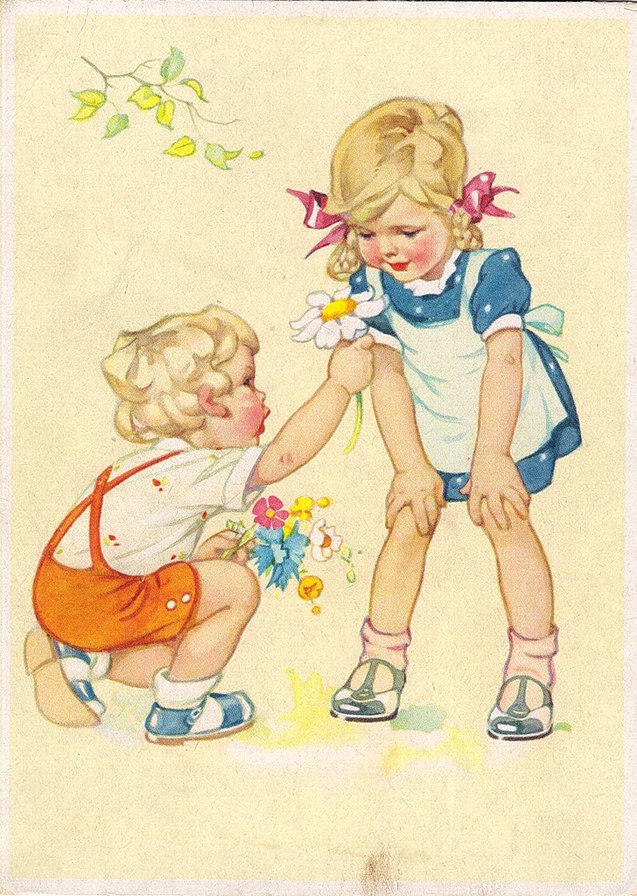 старые немецкие открытки - открытки, дети - оригинал