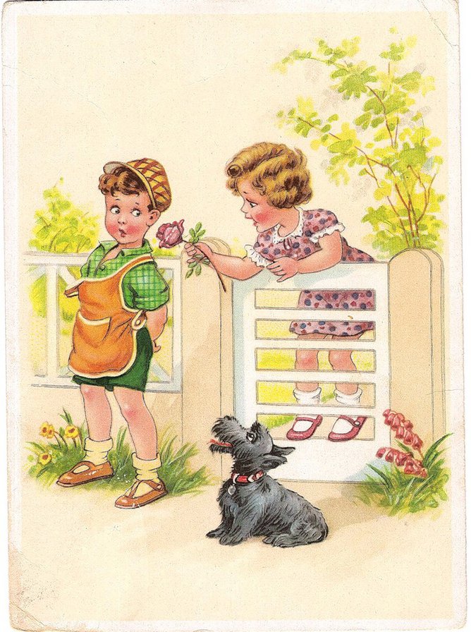 старые немецкие открытки - открытки, дети - оригинал