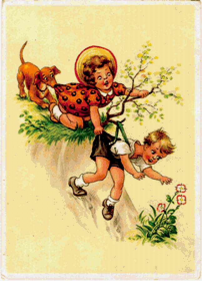 старые немецкие открытки - открытки, дети - предпросмотр