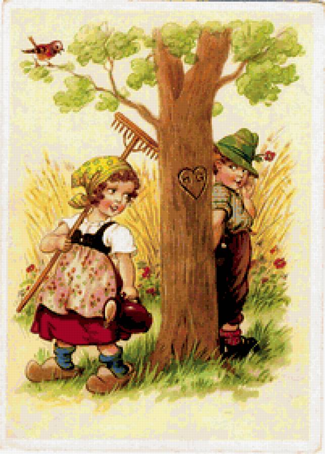 старые немецкие открытки - дети, открытки - предпросмотр