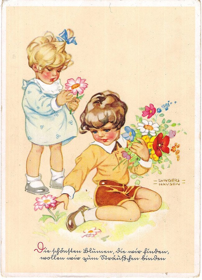 старые немецкие открытки - дети, открытки - оригинал