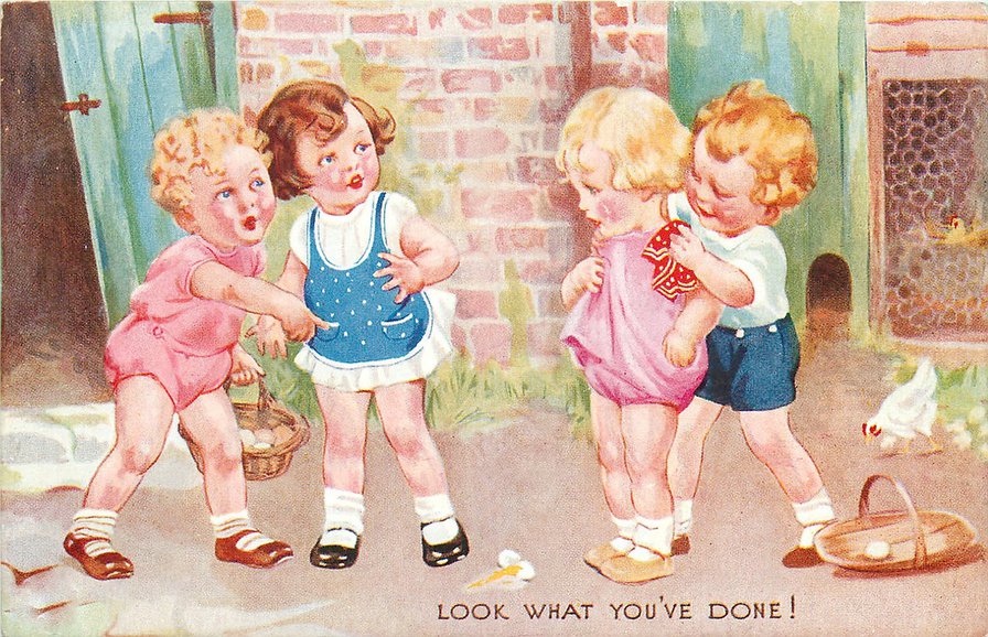 старые немецкие открытки - открытки, дети - оригинал