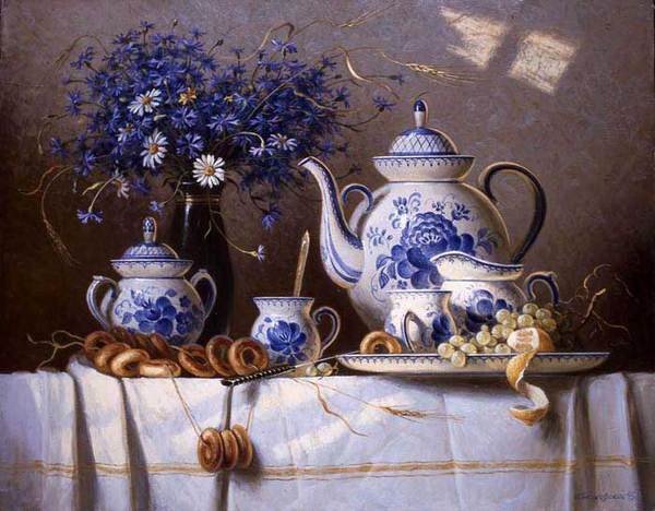 гжель - натюрморт - оригинал