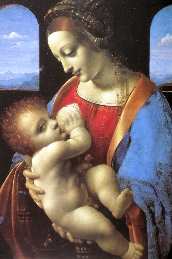 мадонна с младенцем - икона, религия, дети, женщина, леонардо - оригинал