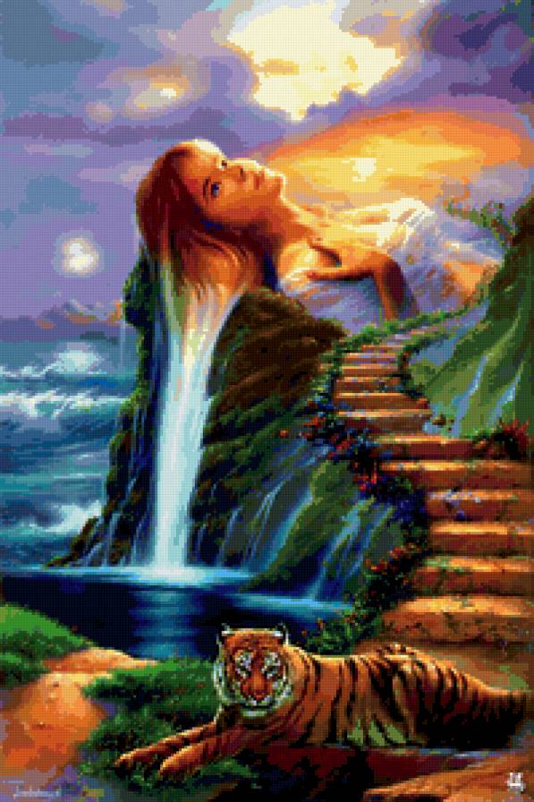 Водопад - пейзаж, водопад, природа - предпросмотр