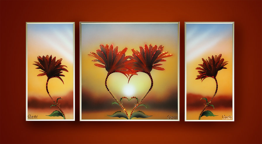Триптих - любовь, цветы, триптих - оригинал