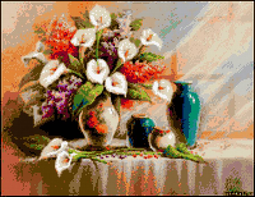 каллы - натюрморт картина каллы ваза цветы - предпросмотр