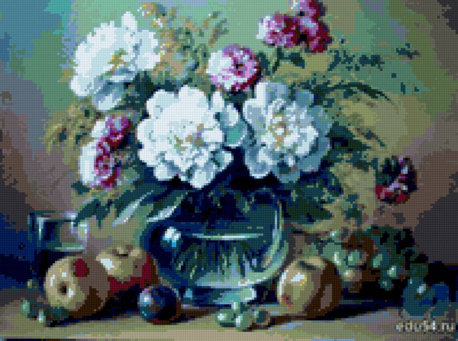 букет пионов - натюрморт картина ваза цветы пионы - предпросмотр